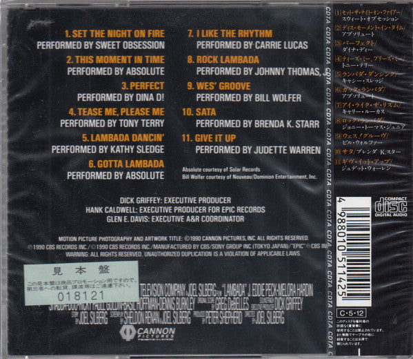 Various : Lambada: Set The Night On Fire Original Motion Picture Soundtrack (CD, Comp, Promo)