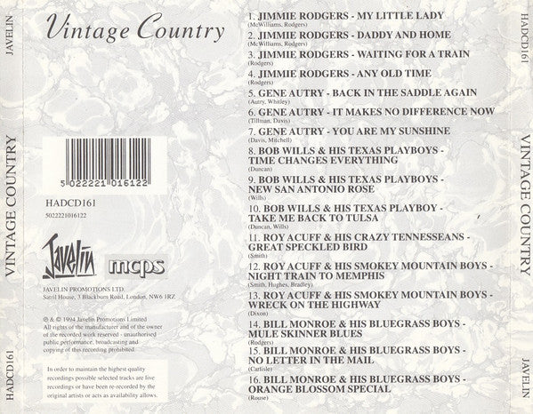 Various : Vintage Country (CD, Comp)