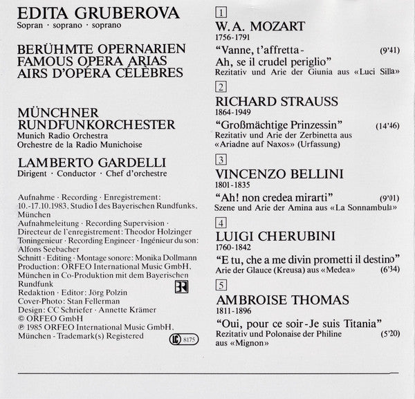 Edita Gruberova : Berühmte Opernarien = Famous Opera Arias = Airs D’opéra Célèbres (CD, Album)