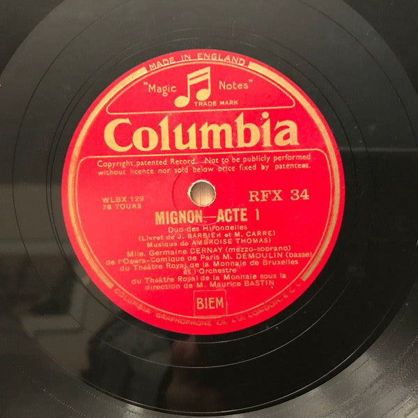 Maurice Demoulin, Lucienne Tragin, André D'Arkor, Valère Mayer, Germaine Cernay, Orchestre Du Théâtre Royal De La Monnaie, Choeurs Du Théâtre Royal De La Monnaie : Mignon (6xShellac, 12")