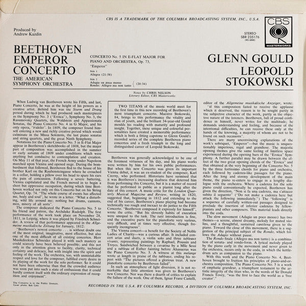 Beethoven*, Glenn Gould, Leopold Stokowski, The American Symphony Orchestra : Emperor Concerto (LP, Album)