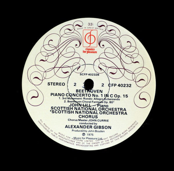 Ludwig van Beethoven, John Lill : Piano Concerto No.1, Choral Fantasia (LP)