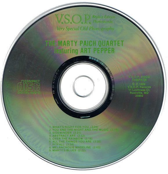 The Marty Paich Quartet Featuring Art Pepper : Marty Paich Quartet (CD, Album, Mono, RP)