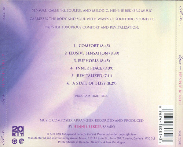 Hennie Bekker : Spa (CD, Album)