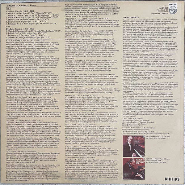 Frédéric Chopin, Isador Goodman : Isador Goodman Plays Chopin (LP, Album, Red)