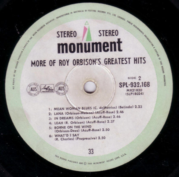 Roy Orbison : More Of Roy Orbison's Greatest Hits (LP, Comp)