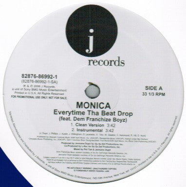 Monica Feat. Dem Franchize Boyz : Everytime Tha Beat Drop (12", Promo)