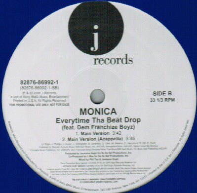 Monica Feat. Dem Franchize Boyz : Everytime Tha Beat Drop (12", Promo)