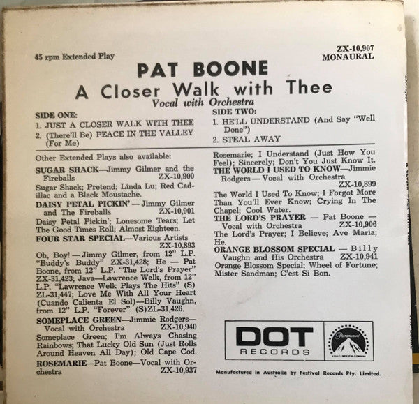 Pat Boone : A Closer Walk With Thee (7", EP, RE)