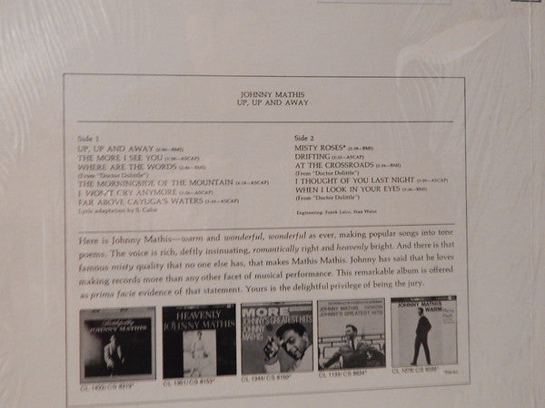 Johnny Mathis : Up, Up And Away (LP, Album, Mono)