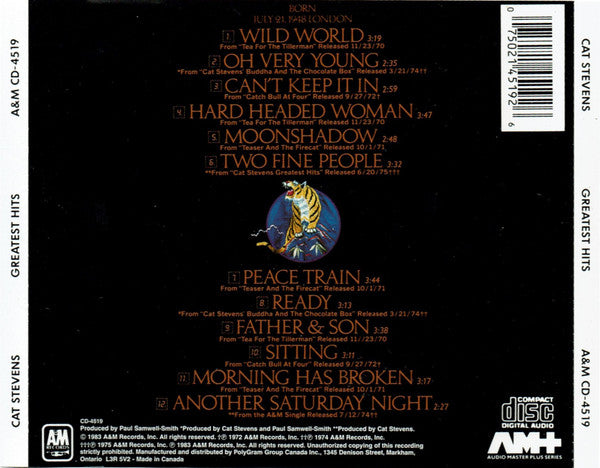 Cat Stevens : Greatest Hits (CD, Comp, RE, RP)