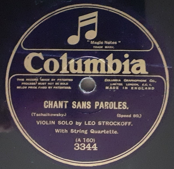 Leo Strockoff : Chant Sans Paroles / Chorus Of Dervishes (Shellac, 12", 80 RPM)