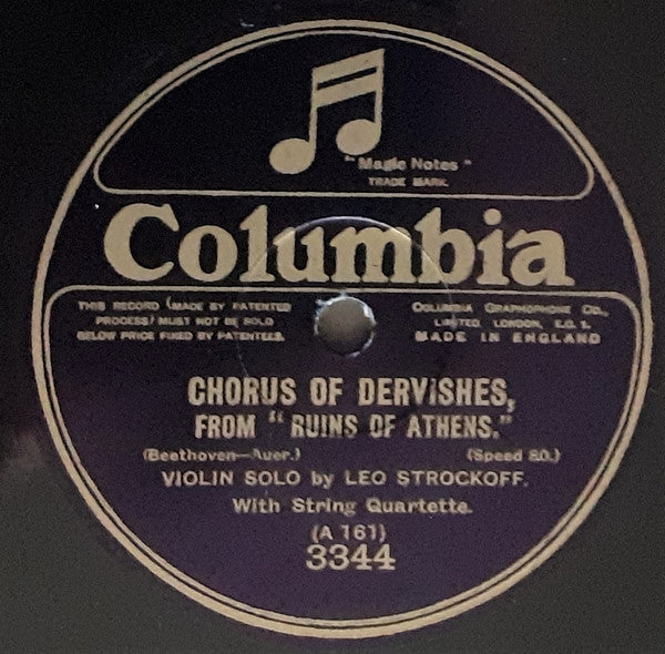 Leo Strockoff : Chant Sans Paroles / Chorus Of Dervishes (Shellac, 12", 80 RPM)