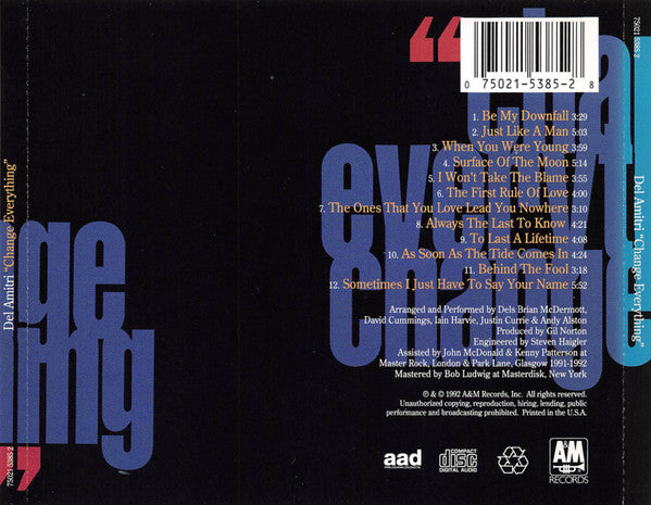 Del Amitri : "Change Everything" (CD, Album)