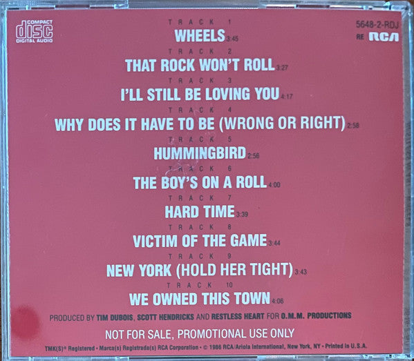 Restless Heart : Wheels (CD, Album, Promo)