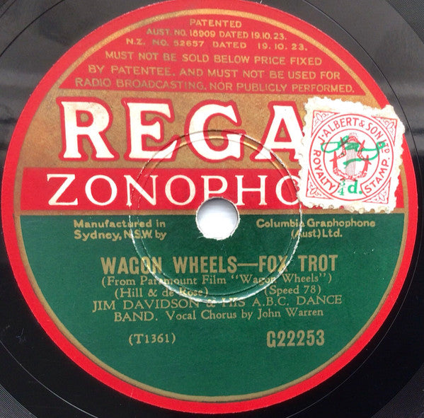 Jim Davidson & His A.B.C Dance Band* : Wagon Wheels / I Wonder Who’s With You Tonight (Shellac, 10")