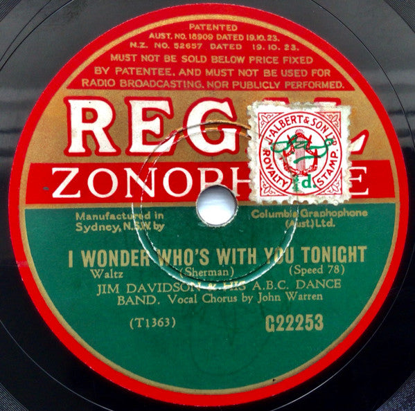 Jim Davidson & His A.B.C Dance Band* : Wagon Wheels / I Wonder Who’s With You Tonight (Shellac, 10")