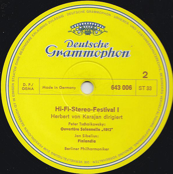 Berliner Philharmoniker, Herbert von Karajan, Liszt* / Tschaikowsky* / Sibelius* : Hifi-Stereo-Festival 1 (LP, Comp)