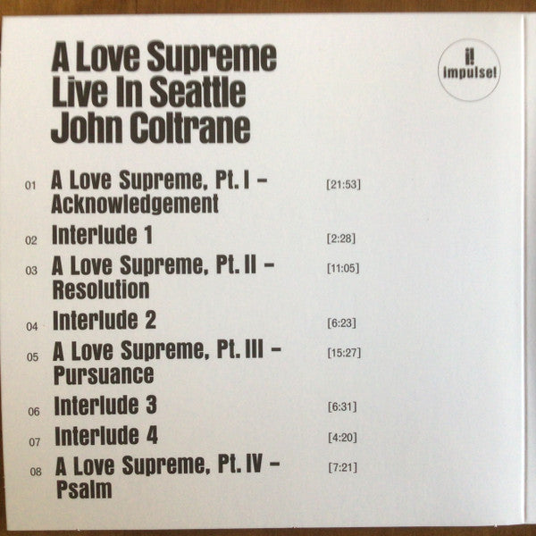 John Coltrane : A Love Supreme: Live In Seattle (CD, Album)