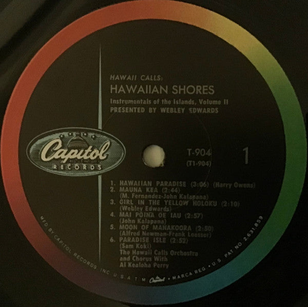 Webley Edwards Presents The Hawaii Calls Orchestra And Chorus With Al Kealoha Perry : Hawaii Calls : Hawaiian Shores Favorite Instrumentals Of The Islands : Volume II (LP, Mono, RE, Scr)