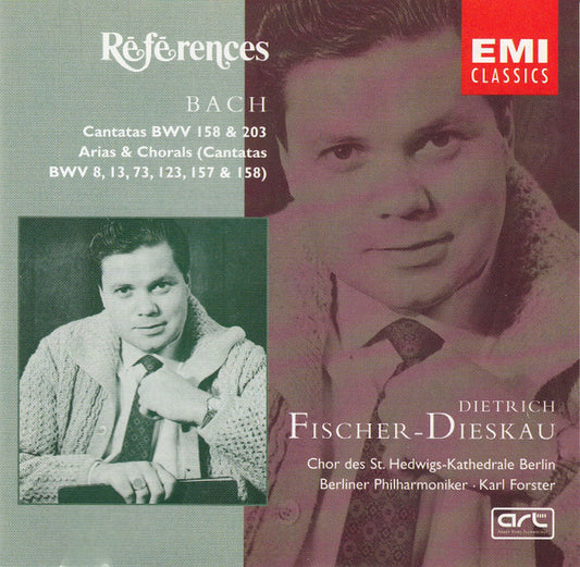 Bach*, Dietrich Fischer-Dieskau, Chor Der St. Hedwigs-Kathedrale Berlin, Berliner Philharmoniker, Karl Forster : Cantatas BWV 158 & 203 - Arias & Chorals (Cantatas BWV 8, 13, 73, 123, 157 & 158) (CD, Comp, RE, RM)