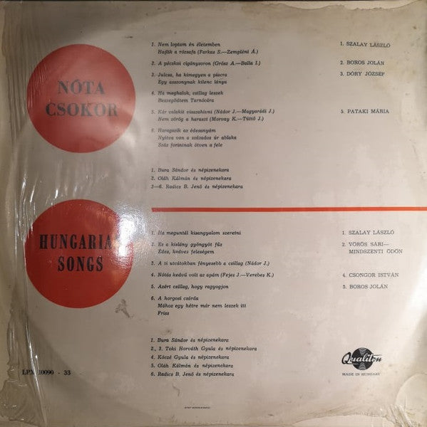 Various : Nótacsokor - Hungarian Songs (LP, Comp)