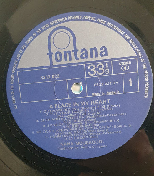 Nana Mouskouri : A Place In My Heart (LP)