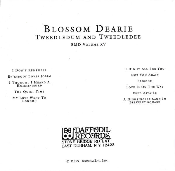 Blossom Dearie & Mike Renzi : Tweedledum And Tweedledee (CD, Album)