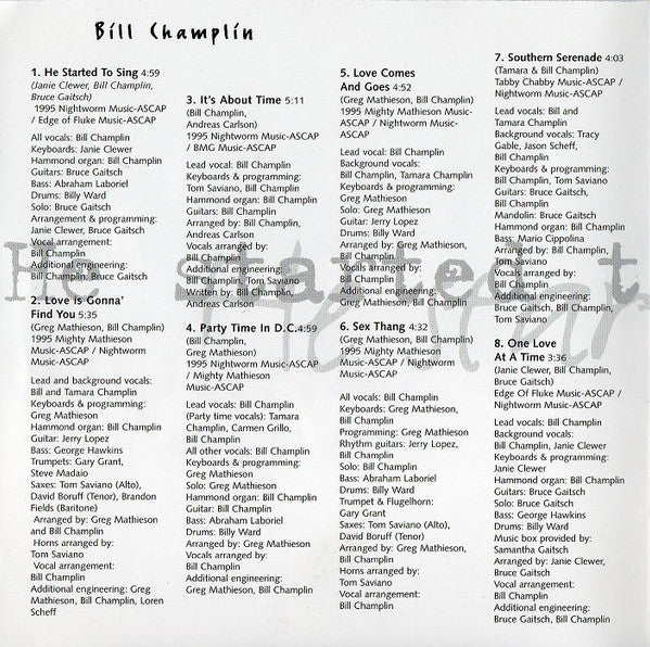 Bill Champlin : He Started To Sing (CD, Album)