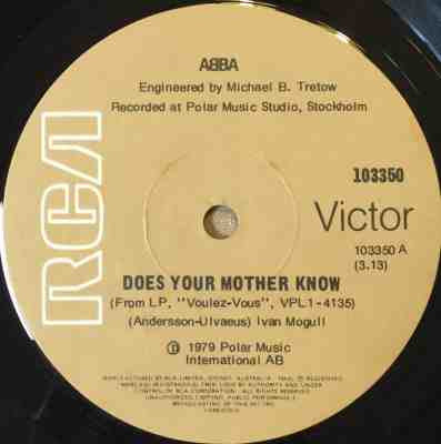 ABBA : Does Your Mother Know / Kisses Of Fire (7", Single)