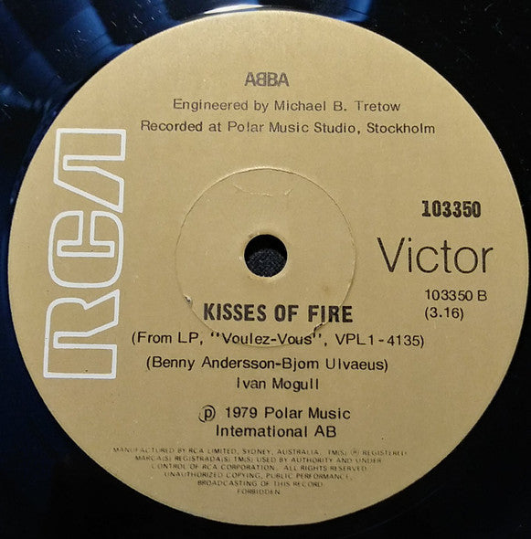 ABBA : Does Your Mother Know / Kisses Of Fire (7", Single)