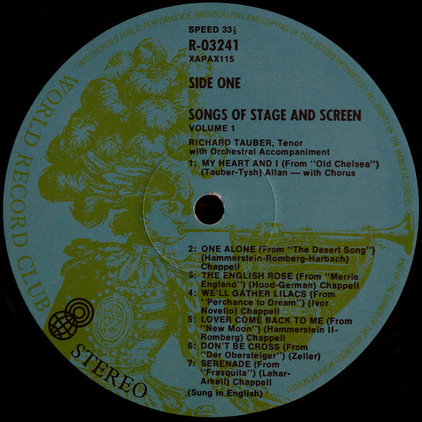 Richard Tauber : Songs Of Stage And Screen Vol. 1 (LP, Comp, Mono, Club, Apr)
