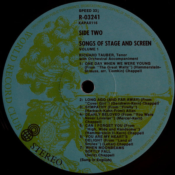 Richard Tauber : Songs Of Stage And Screen Vol. 1 (LP, Comp, Mono, Club, Apr)