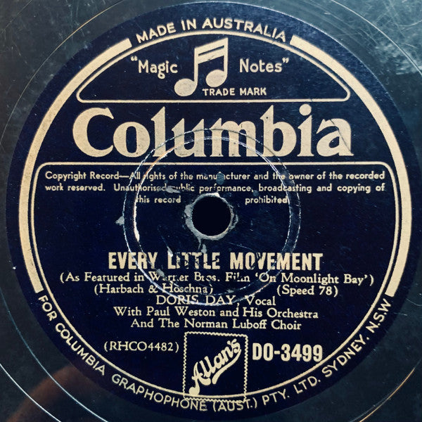 Doris Day With Paul Weston And His Orchestra And The Norman Luboff Choir* : Till We Meet Again / Every Little Movement (Shellac, 10")