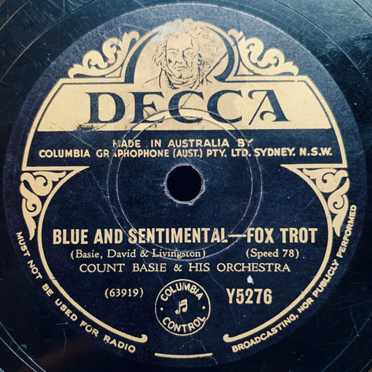 Count Basie & His Orchestra* : Blue And Sentimental / Stop Beatin' 'Round The Mulberry Bush (Shellac, 10")