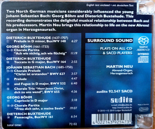 Bach*, Böhm*, Buxtehude*, Martin Neu : Bach And The North German Tradition. Vol.1 (SACD, Hybrid, Multichannel)