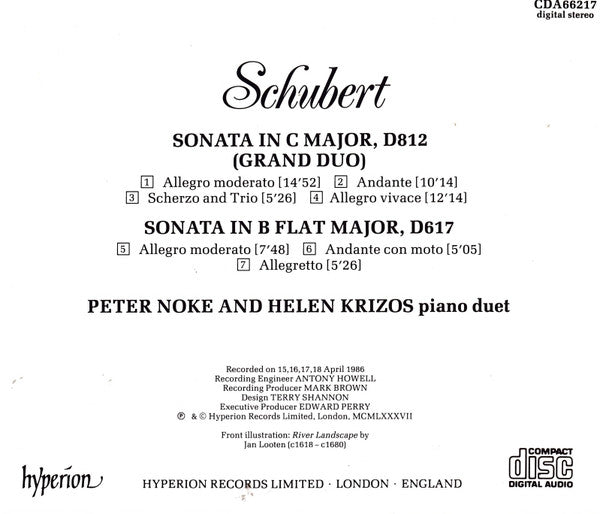 Peter Noke, Helen Krizos, Franz Schubert : Grand Duo In C, D812 / Sonata In B Flat, D617 (CD, Album)