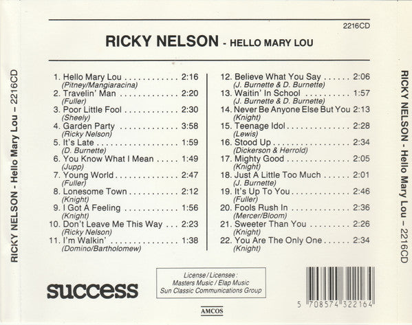 Ricky Nelson (2) : Hello Mary Lou (CD, Comp, P+O)