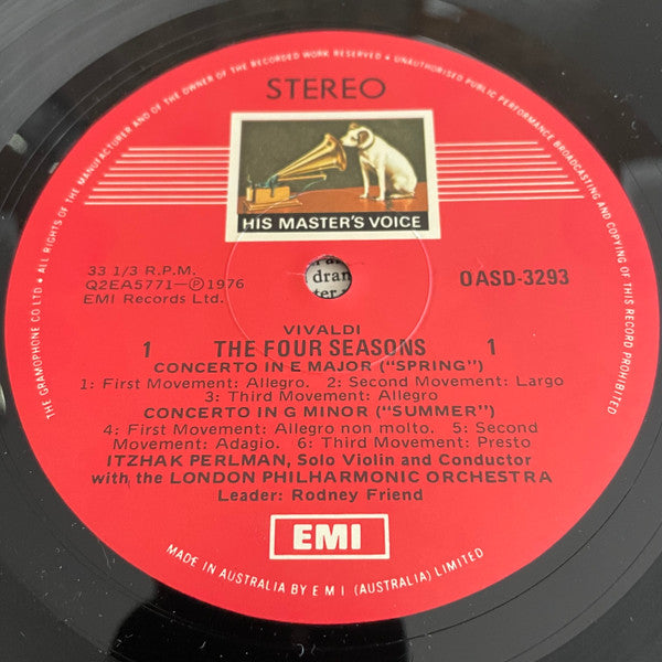 Vivaldi* - Itzhak Perlman, London Philharmonic Orchestra : The Four Seasons (LP, Album, Quad, Ltd)