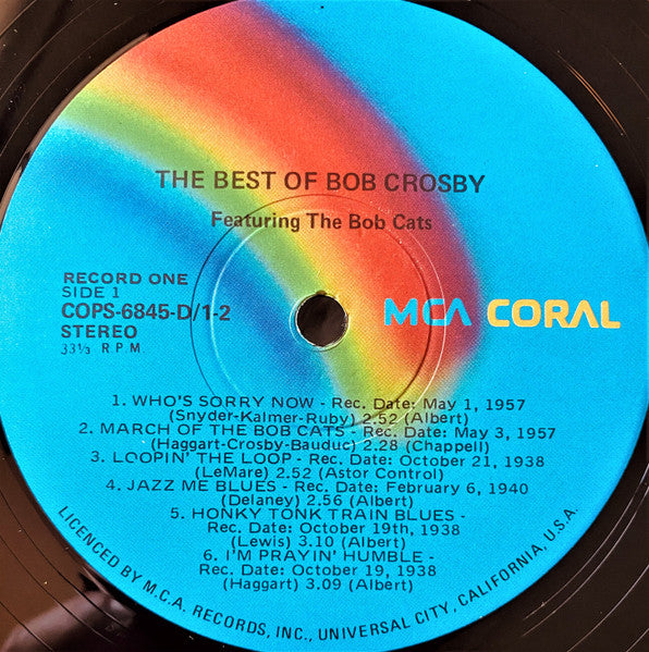 Bob Crosby Featuring The Bob Cats* : The Best Of Bob Crosby Featuring The Bob Cats (2xLP, Comp)