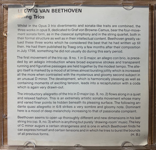 Ludwig van Beethoven - Trio Bell'Arte, Susanne Lautenbacher, Urlich Koch, Thomas Blees : Streichtrios Op. 9 (CD, Album)