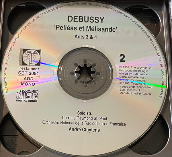 Claude Debussy - André Cluytens, Victoria De Los Angeles, Jacques Jansen, Gérard Souzay : Pelléas Et Mélisande (3xCD, Mono, RE, RM + Box, Mono)
