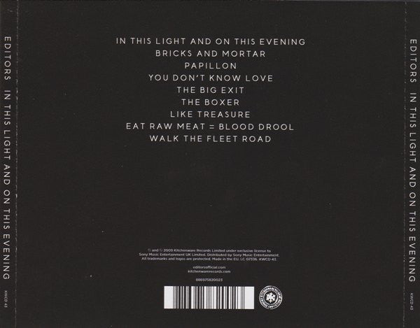 Editors : In This Light And On This Evening (CD, Album, Son)
