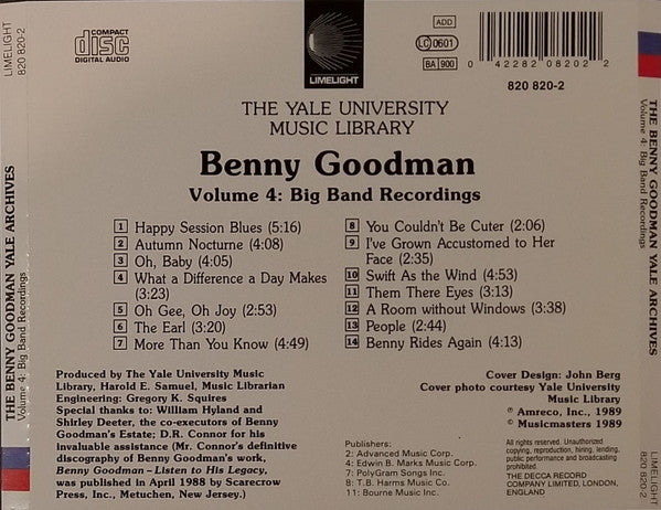 Benny Goodman : Yale Archives - Volume 4 : Big Band Recordings (CD, Comp)