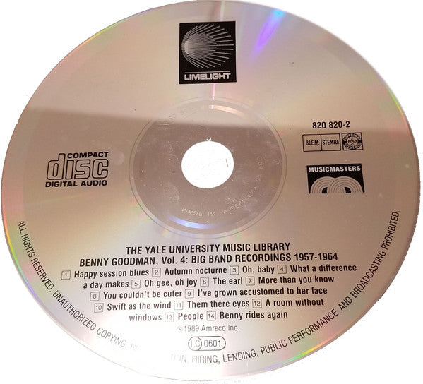 Benny Goodman : Yale Archives - Volume 4 : Big Band Recordings (CD, Comp)
