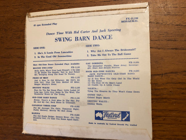 Hal Carter (2) & Jack Speering : Swing Barn Dance (7", EP, Mono)