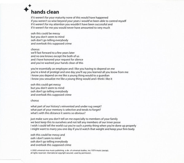 Alanis Morissette : Hands Clean (CD, Single, CD2)