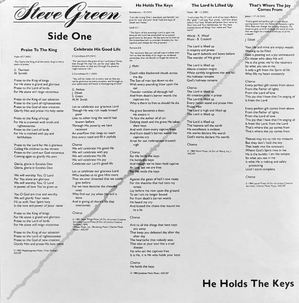 Steve Green (3) : He Holds The Keys (LP, Album)