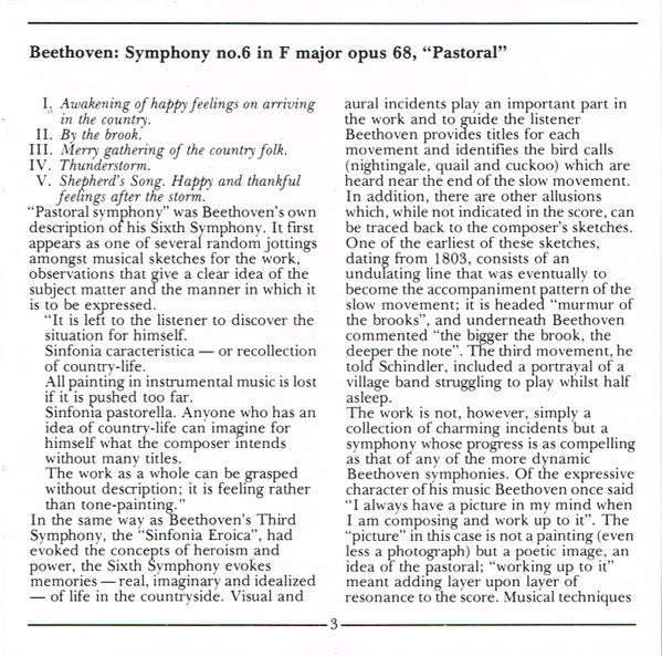 Ludwig van Beethoven, Vladimir Ashkenazy, Philharmonia Orchestra : Symphony No. 6 "Pastoral" (CD, Album, RP, PDO)