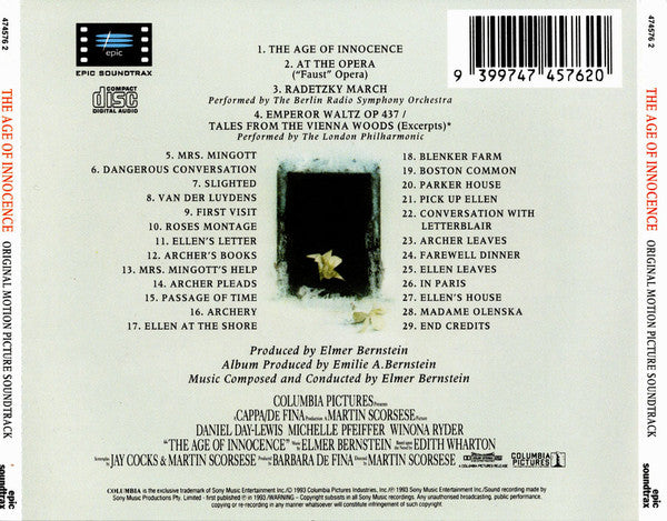 Elmer Bernstein : The Age Of Innocence (Original Motion Picture Soundtrack) (CD, Album)
